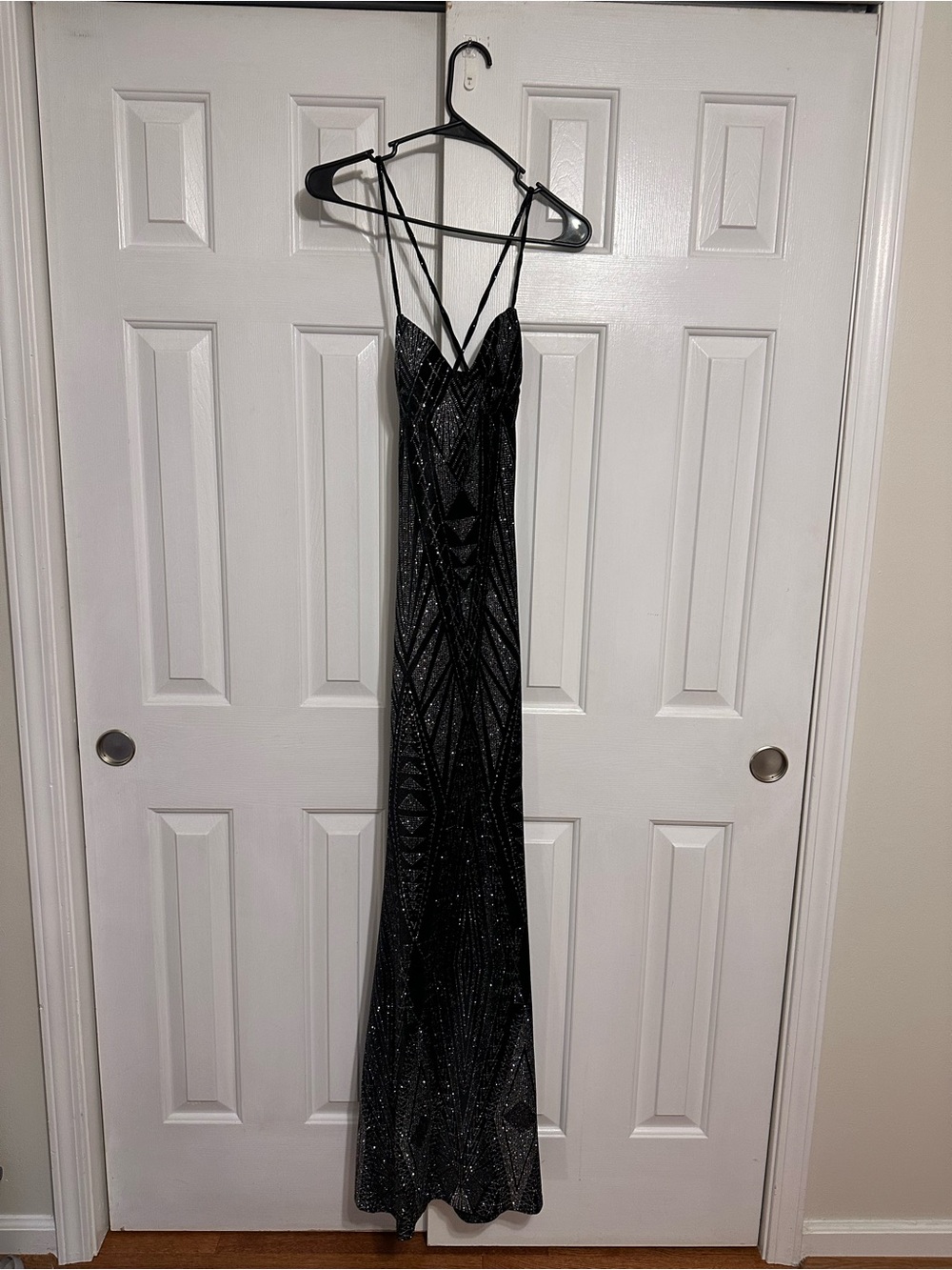 Windsor Black Sequin Strappy Formal Gown
